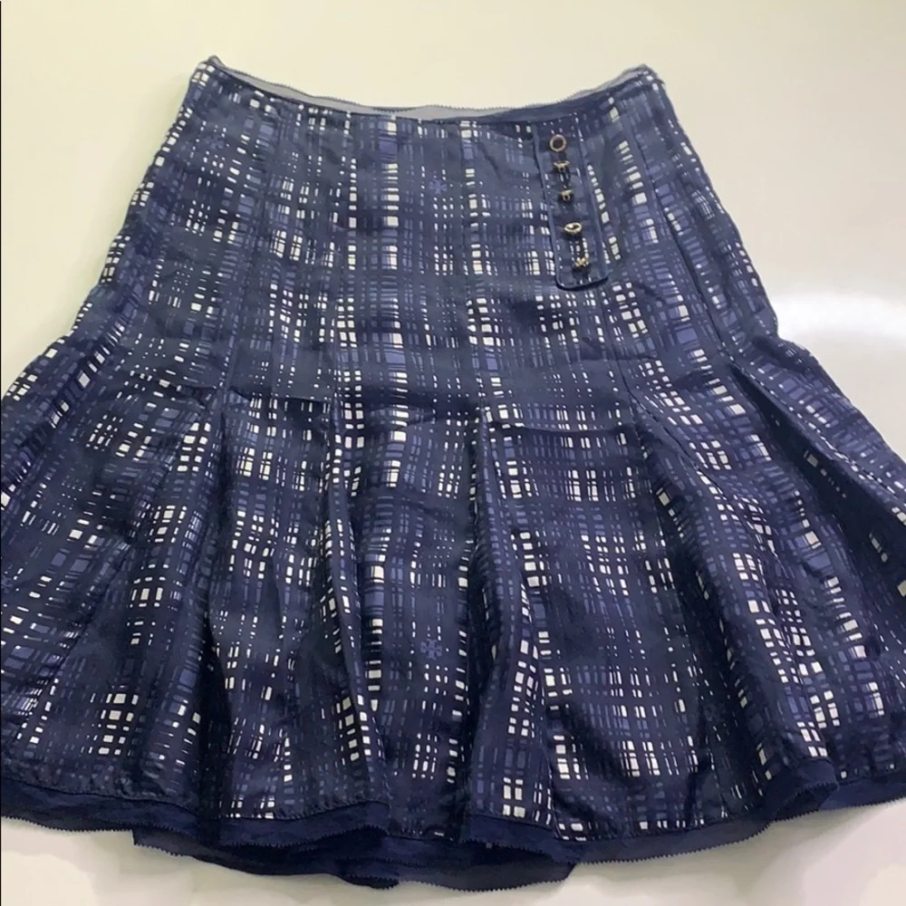 Tory Burch Silk Navy blue Academia Sway A line knee length skirt women’s size 2